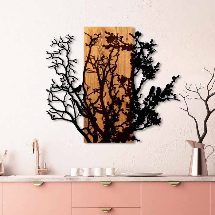 Wallity About Dry Grasses - Escultura de pared en Nogal y Negro